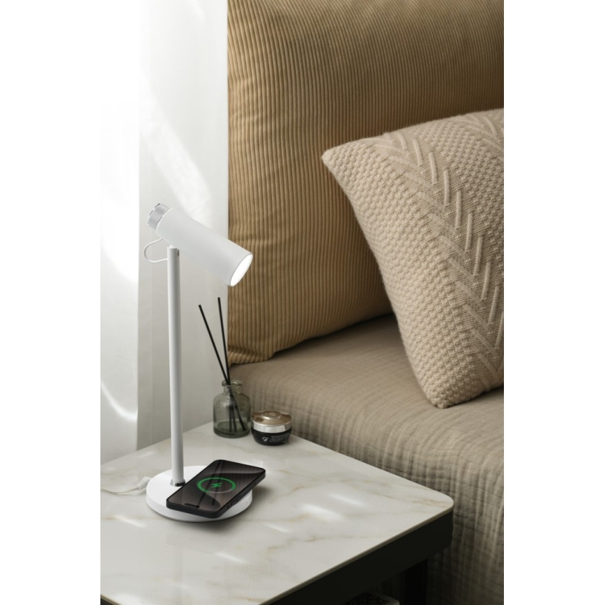 Dimbare LED tafellamp met draadloze Qi opladen TIT LED/12W/230V wit