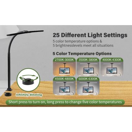 LED Flexibel dimbaar monitorverlichting OFFICE LED/24W/230V 2700-6300K CRI 95