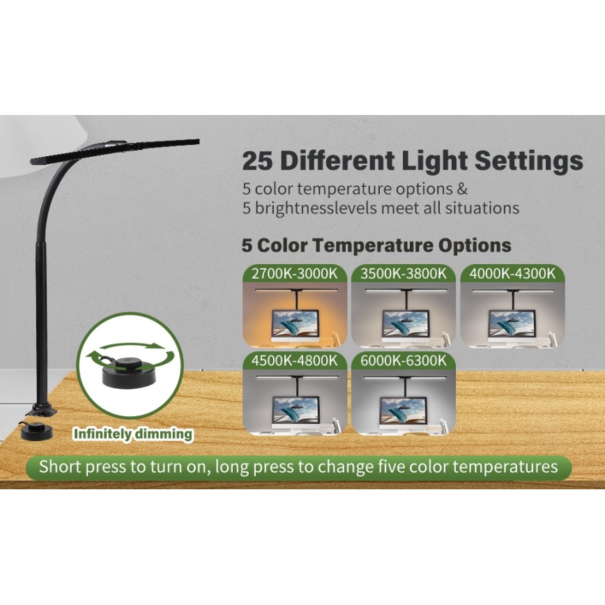 LED Flexibel dimbaar monitorverlichting OFFICE LED/24W/230V 2700-6300K CRI 95