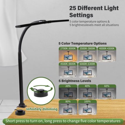 LED Flexibel dimbaar monitorverlichting OFFICE LED/24W/230V 2700-6300K CRI 95