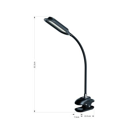 LED+CCT Dimbare bureaulamp met klem CLIP LED/7,5W/230V 3000/4200/5000K zwart