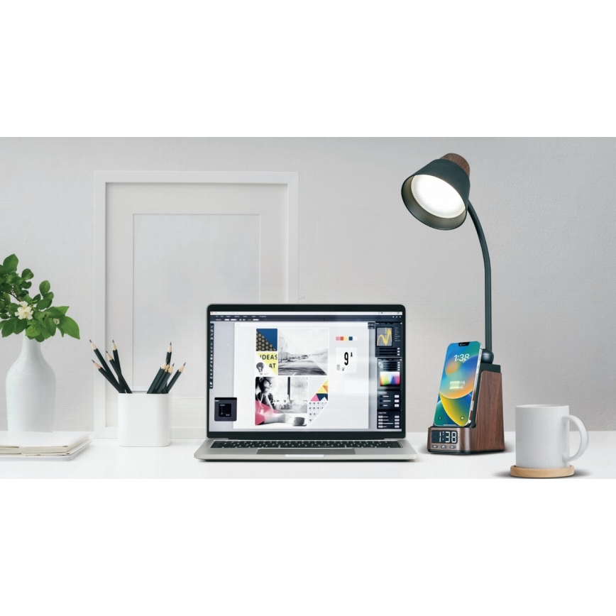 LED+CCT dimbare tafellamp met draadloos QI-opladen IDEAL LED/8W/230V 2700/4000/5000K bruin