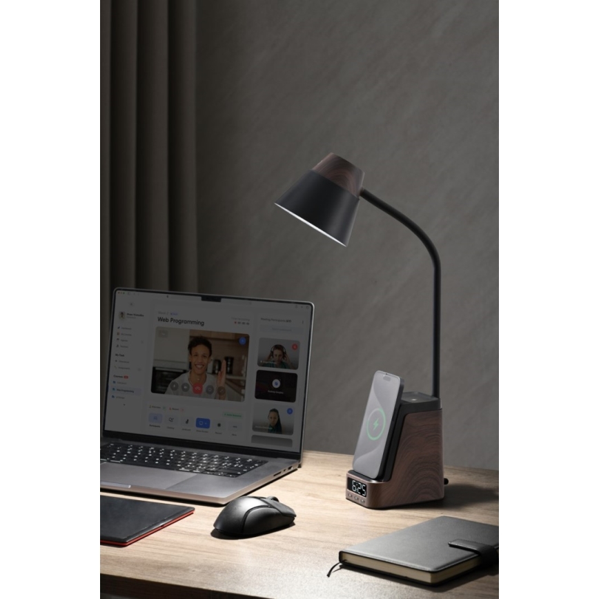 LED+CCT dimbare tafellamp met draadloos QI-opladen IDEAL LED/8W/230V 2700/4000/5000K bruin