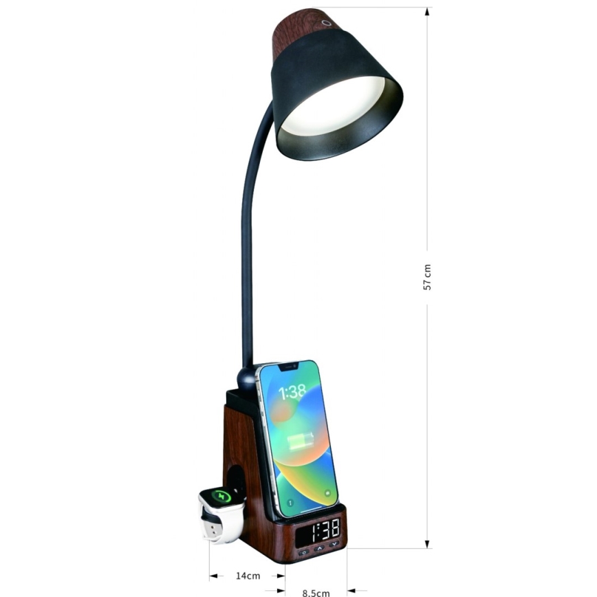 LED+CCT dimbare tafellamp met draadloos QI-opladen IDEAL LED/8W/230V 2700/4000/5000K bruin