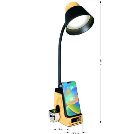 LED+CCT dimbare tafellamp met draadloos QI-opladen IDEAL LED/8W/230V 2700/4000/5000K beige