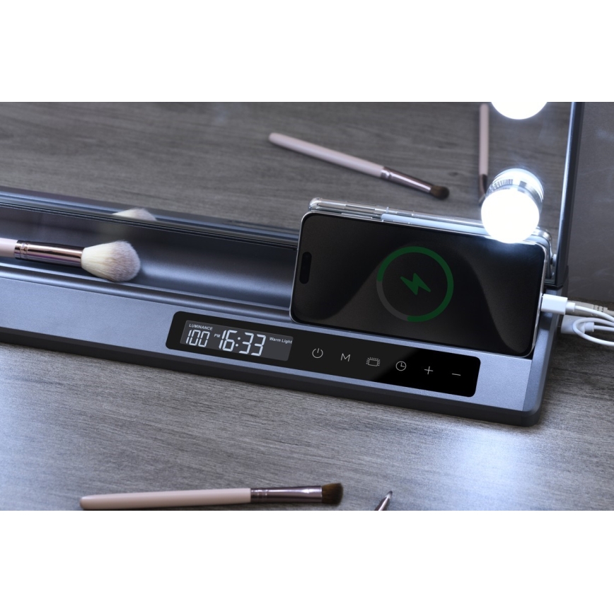 Dimbare LED make-upspiegel HOLLYWOOD LED/18W/230V 3000/4200/6000K grijs