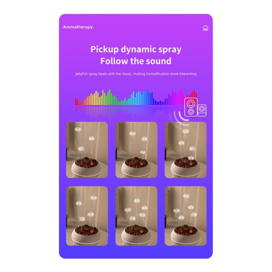 Immax 09104L - Aroma-diffuser en luchtbevochtiger JELLYFISH LED/11W/5V