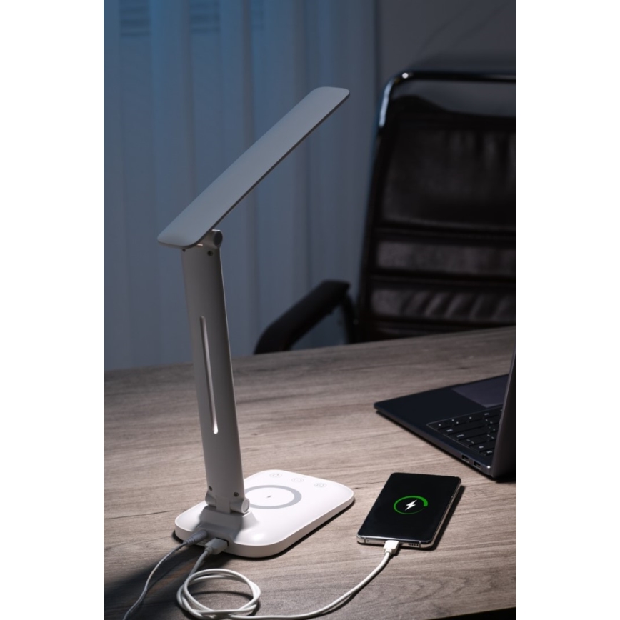 Dimbare LED-tafellamp met draadloos QI-opladen en USB LUMI LED/7W/230V wit