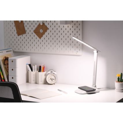 Dimbare LED-tafellamp met draadloos QI-opladen en USB LUMI LED/7W/230V wit