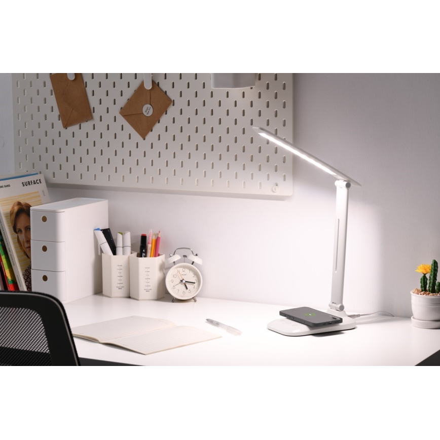 Dimbare LED-tafellamp met draadloos QI-opladen en USB LUMI LED/7W/230V wit