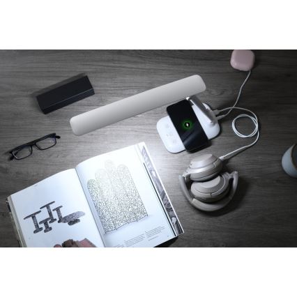 Dimbare LED-tafellamp met draadloos QI-opladen en USB LUMI LED/7W/230V wit