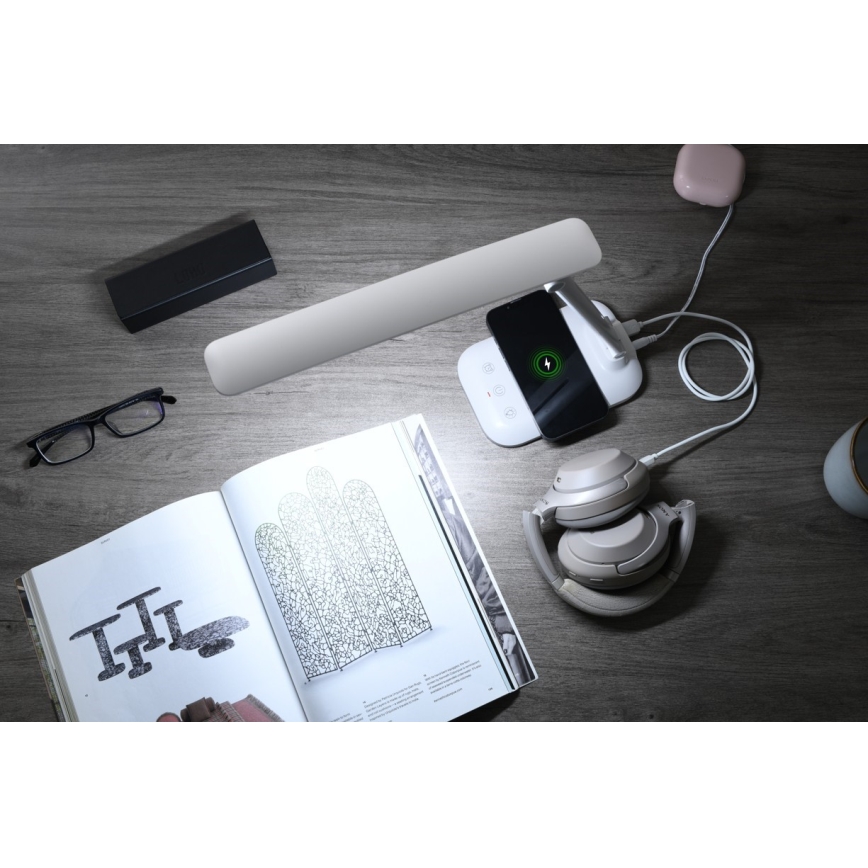 Dimbare LED-tafellamp met draadloos QI-opladen en USB LUMI LED/7W/230V wit