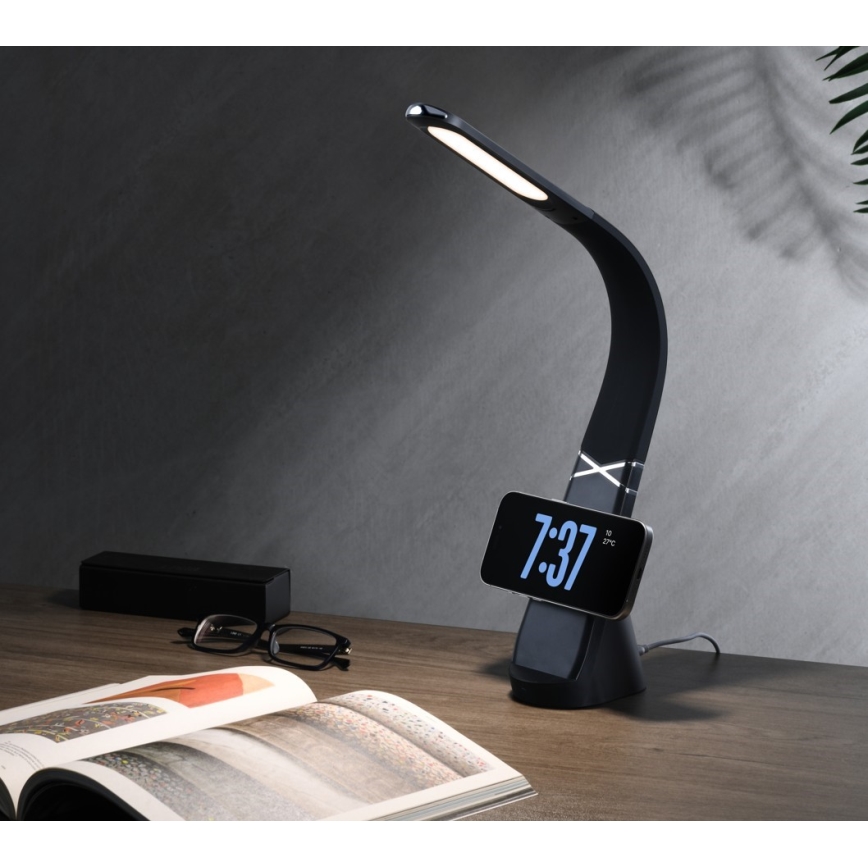 LED-dimbare bureaulamp met draadloze oplaadfunctie MAGIC LED/5W/230V zwart