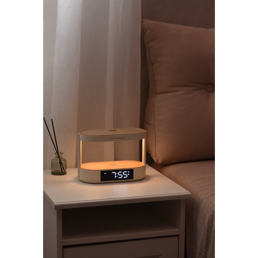 Dimbare LED-tafellamp met wekker en oplaadfunctie TRIPLE DOCK LED/1,5W/5V