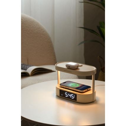 Dimbare LED-tafellamp met wekker en oplaadfunctie TRIPLE DOCK LED/1,5W/5V