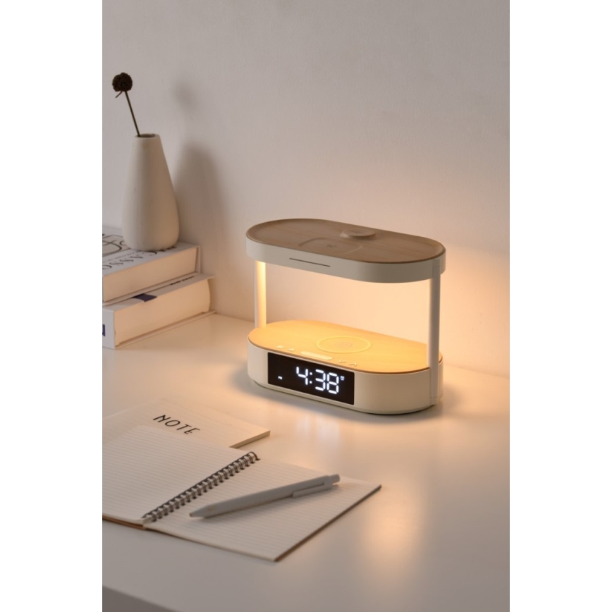 Dimbare LED-tafellamp met wekker en oplaadfunctie TRIPLE DOCK LED/1,5W/5V