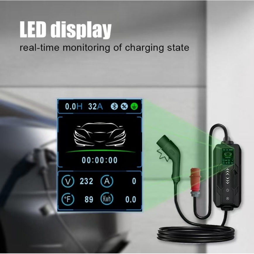 Immax - EV-laadstation voor elektrische auto's AC Type 2 16A/380V + 230V-stekker, 11kW 5m Tuya