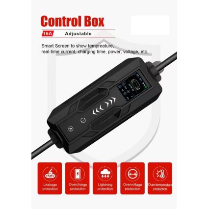Immax - EV-reislaadstation voor elektrische auto's ​ AC Type 2 16A/380V 11kW + plug 230V, 3,7kW 5m + Etui