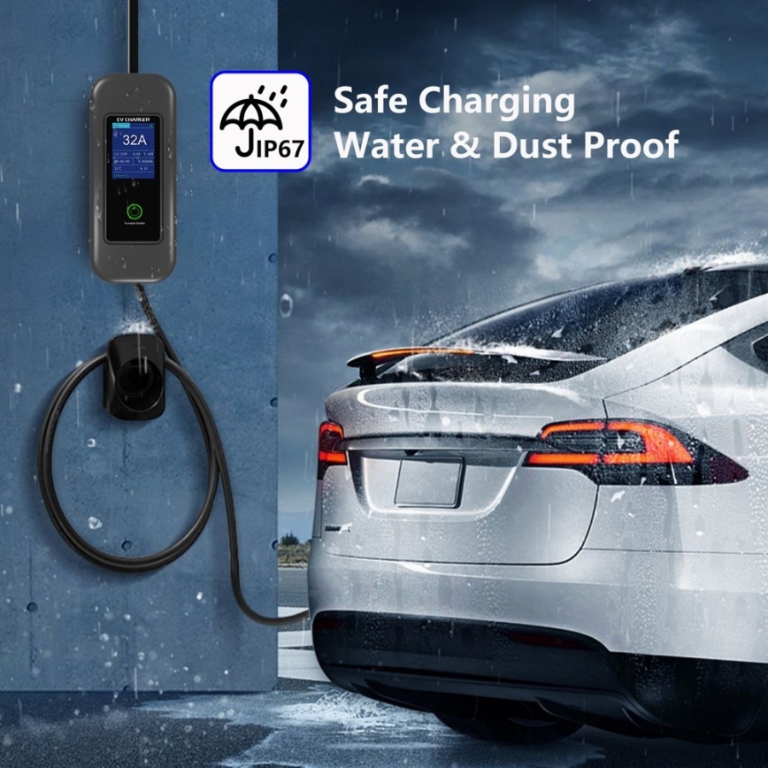 Immax - EV-reislaadstation voor elektrische auto's ​ AC Type 2 32A/380V 22kW + plug 230V 5m Wi-Fi Tuya