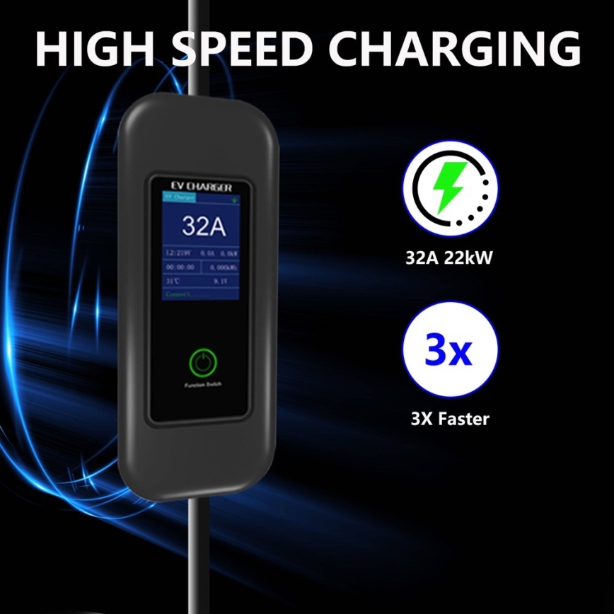 Immax - EV-reislaadstation voor elektrische auto's ​ AC Type 2 32A/380V 22kW + plug 230V 5m Wi-Fi Tuya