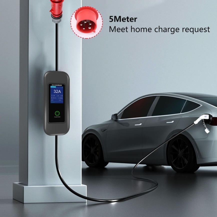 Immax - EV-reislaadstation voor elektrische auto's ​ AC Type 2 32A/380V 22kW + plug 230V 5m Wi-Fi Tuya