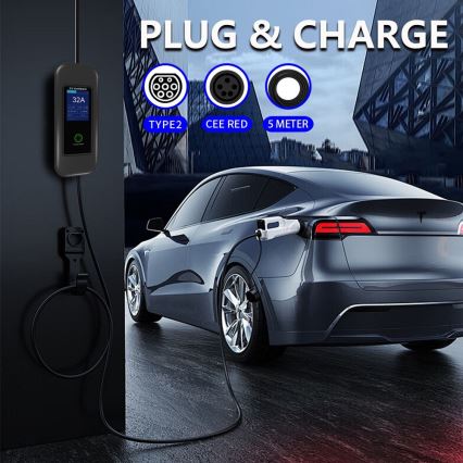 Immax - EV-reislaadstation voor elektrische auto's ​ AC Type 2 32A/380V 22kW + plug 230V 5m Wi-Fi Tuya