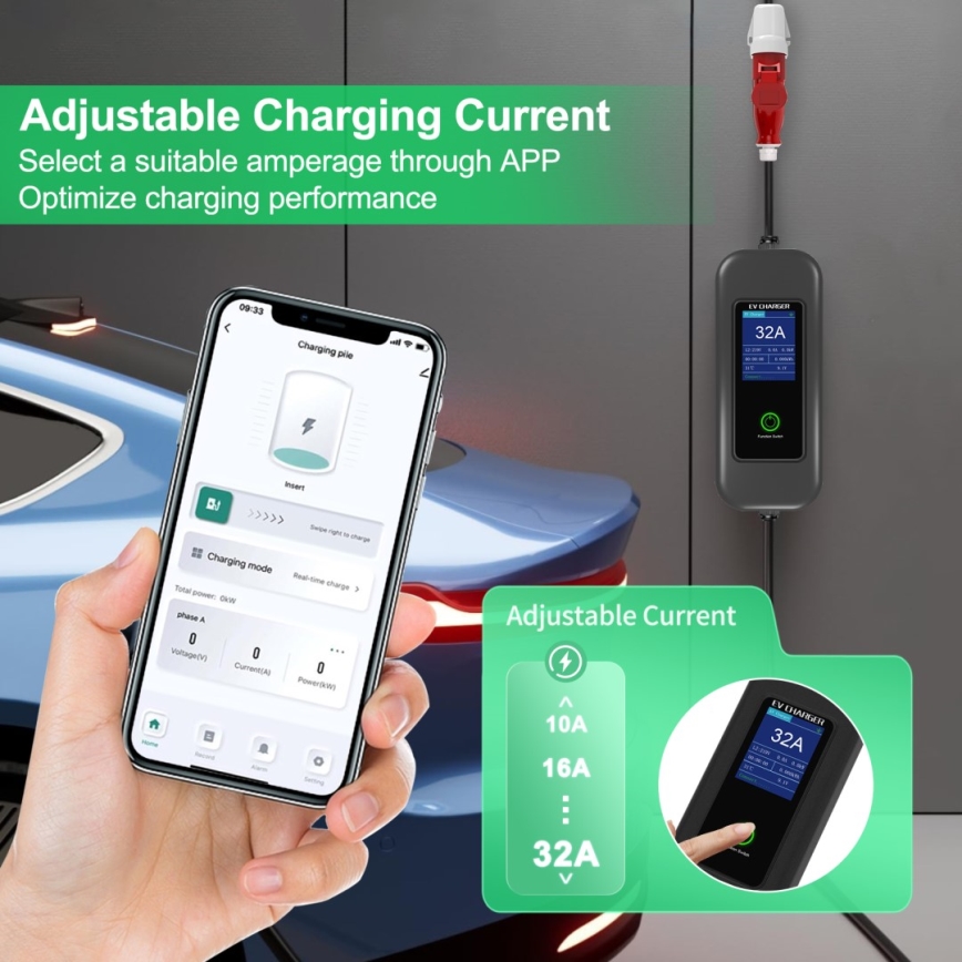 Immax - EV-reislaadstation voor elektrische auto's ​ AC Type 2 32A/380V 22kW + plug 230V 5m Wi-Fi Tuya