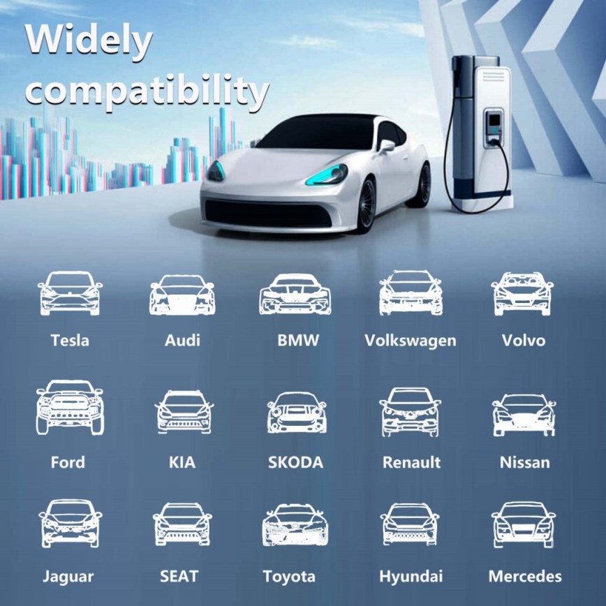 Immax - EV-reislaadstation voor elektrische auto's ​ AC Type 2 32A/380V 22kW + plug 230V 5m Wi-Fi Tuya