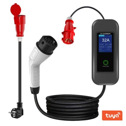 Immax - EV-reislaadstation voor elektrische auto's ​ AC Type 2 32A/380V 22kW + plug 230V 5m Wi-Fi Tuya