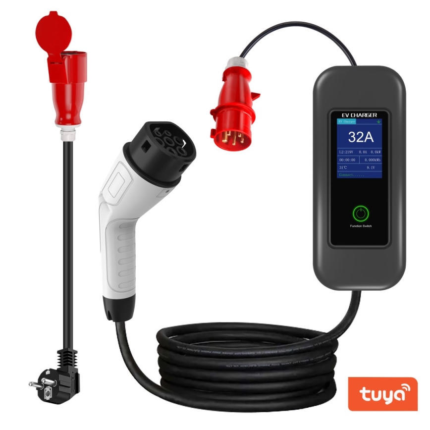 Immax - EV-reislaadstation voor elektrische auto's ​ AC Type 2 32A/380V 22kW + plug 230V 5m Wi-Fi Tuya