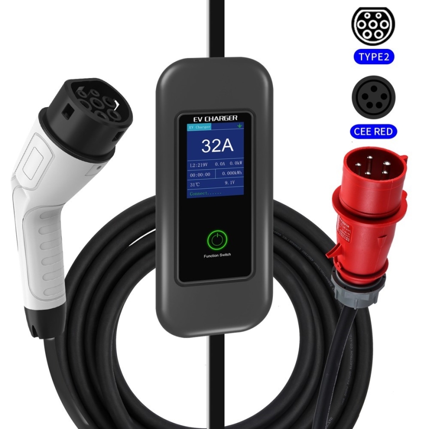 Immax - EV-reislaadstation voor elektrische auto's ​ AC Type 2 32A/380V 22kW + plug 230V 5m Wi-Fi Tuya