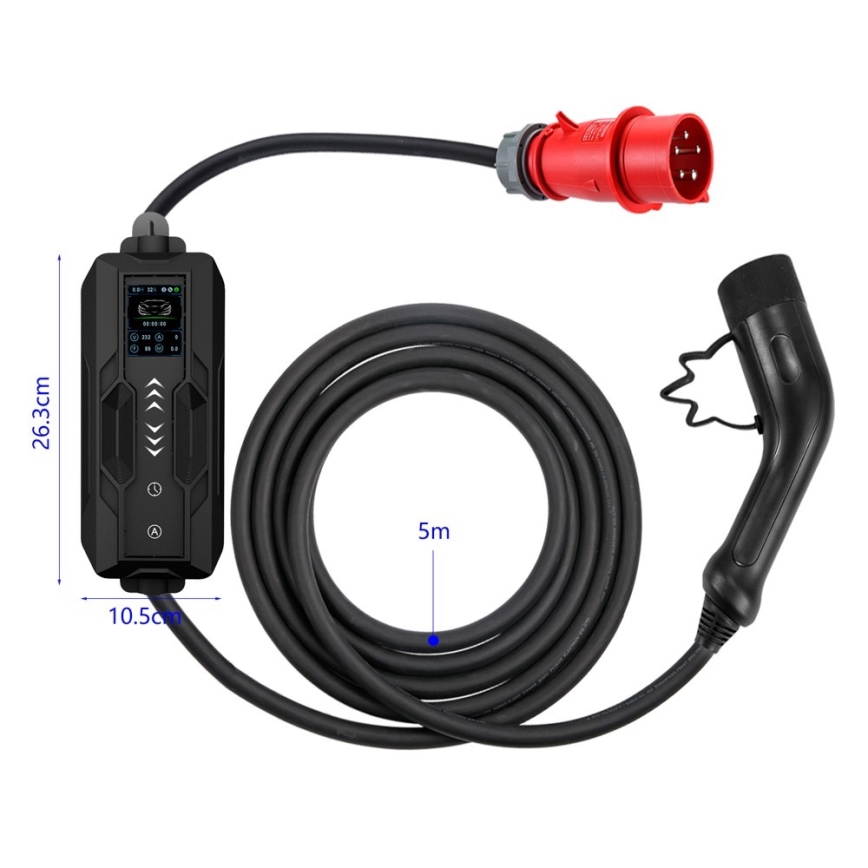 Immax - EV-reislaadstation voor elektrische auto's ​ AC Type 2 32A/380V 22kW 5m + Etui