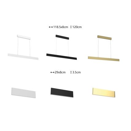 Immax NEO 07075L- Dimbare LED Hanglamp aan een koord LISTON wit LED/18W/230V + AB Tuya