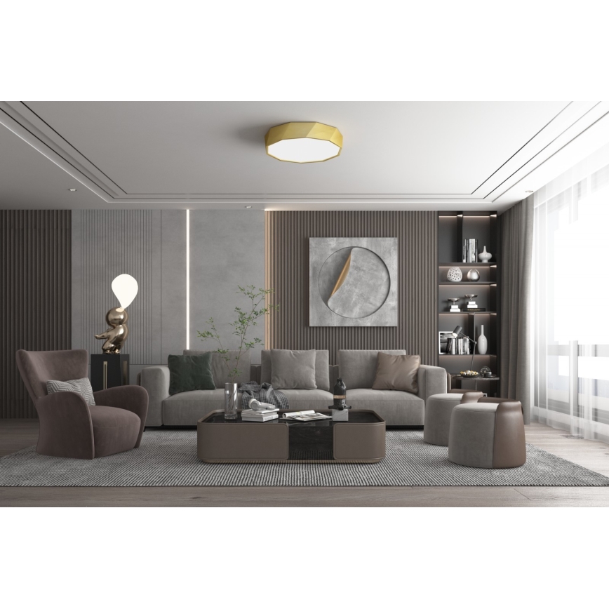 Immax NEO 07132-G60 - LED SMART dimbare plafondlamp DIAMANTE LED/43W/230V goud 60 cm Tuya ZigBee + afstandsbediening