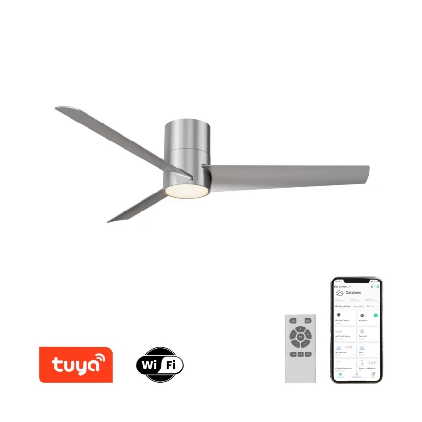 Immax NEO 07135-S - LED dimbare plafondventilator FRESH LED/18W/230V Wi-Fi Tuya mat chroom + afstandsbediening