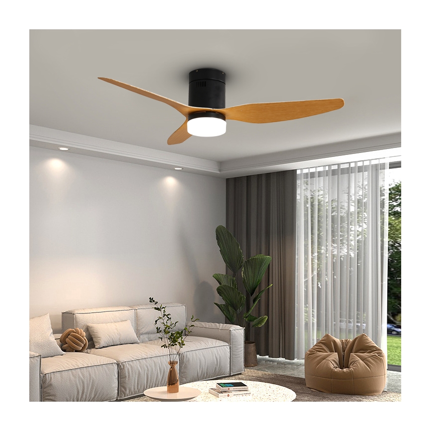 Immax NEO 07142-B - LED Plafondventilator NEO LITE VENTO LED/18W/230V Tuya Wi-Fi zwart/hout + afstandsbediening