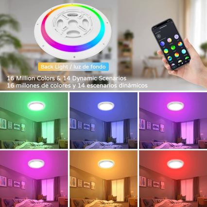 Immax NEO 07164-40 - LED RGB+CCT Dimbare plafondlamp NEO LITE TUDO LED/50W/230V Wi-Fi Tuya +remote bediening