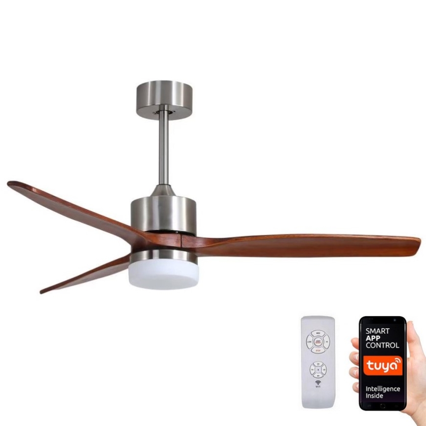 Immax NEO 07165-S - LED-plafondventilator ELEGANTE LED/18W/230V eiken Wi-Fi Tuya + afstandsbediening