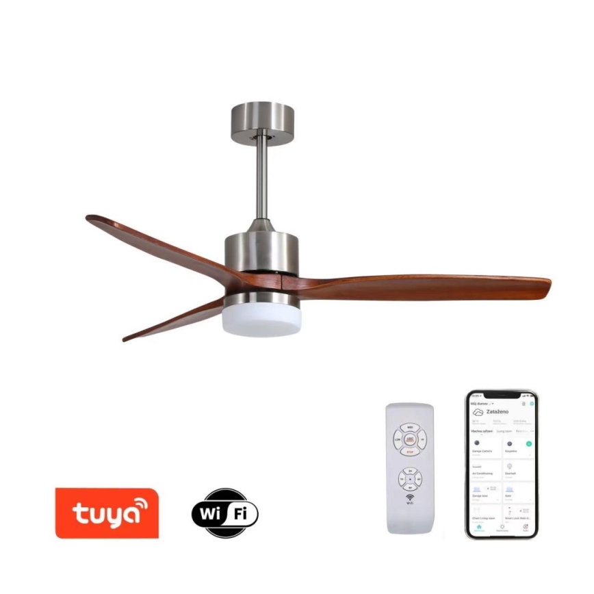Immax NEO 07165-S - LED-plafondventilator ELEGANTE LED/18W/230V eiken Wi-Fi Tuya + afstandsbediening