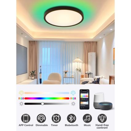 Immax NEO 07166-B40 - LED RGB+CCT Dimbare plafondlamp NEO LITE TUDO LED/50W/230V Wi-Fi Tuya zwart + afstandsbediening