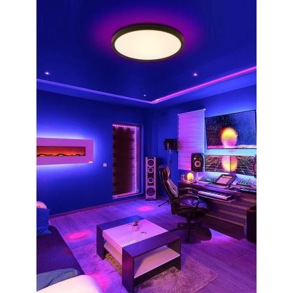 Immax NEO 07166-B40 - LED RGB+CCT Dimbare plafondlamp NEO LITE TUDO LED/50W/230V Wi-Fi Tuya zwart + afstandsbediening