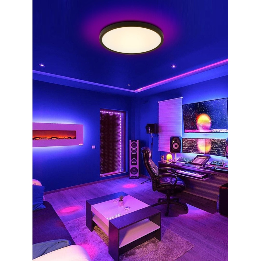 Immax NEO 07166-B40 - LED RGB+CCT Dimbare plafondlamp NEO LITE TUDO LED/50W/230V Wi-Fi Tuya zwart + afstandsbediening