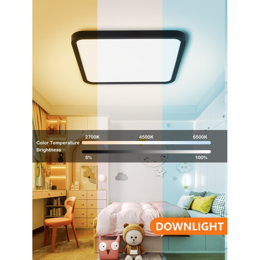 Immax NEO 07167-B40 - LED RGB+CCT Dimbare plafondlamp NEO LITE TUDO LED/50W/230V Wi-Fi Tuya zwart + afstandsbediening