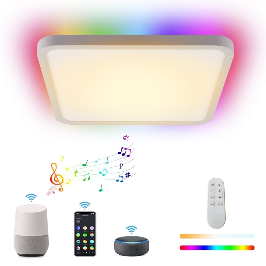 Immax NEO 07168-W40 - LED RGB+CCT Dimbare plafondlamp NEO LITE TUDO LED/50W/230V Wi-Fi Tuya wit + afstandsbediening