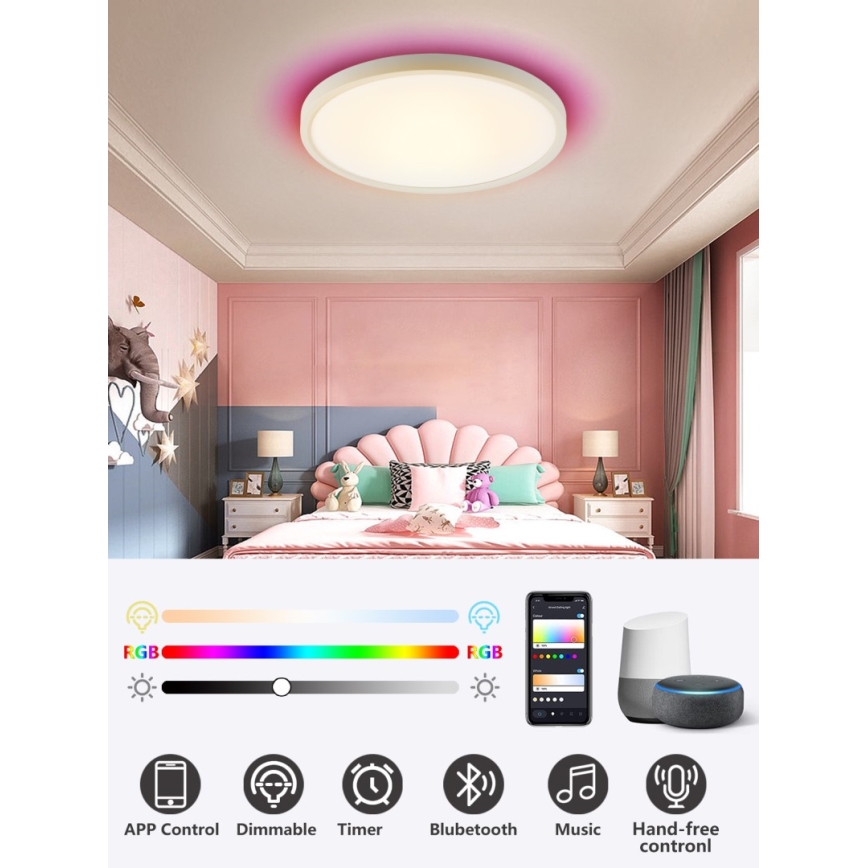 Immax NEO 07169-W60 - LED RGB+CCT Dimbare plafondlamp NEO LITE TUDO 65W/230V 2700-6500K Wi-Fi Tuya + afstandsbediening wit