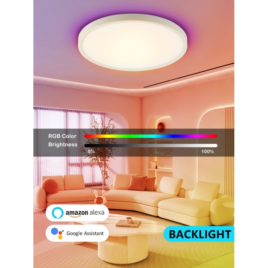 Immax NEO 07169-W60 - LED RGB+CCT Dimbare plafondlamp NEO LITE TUDO 65W/230V 2700-6500K Wi-Fi Tuya + afstandsbediening wit