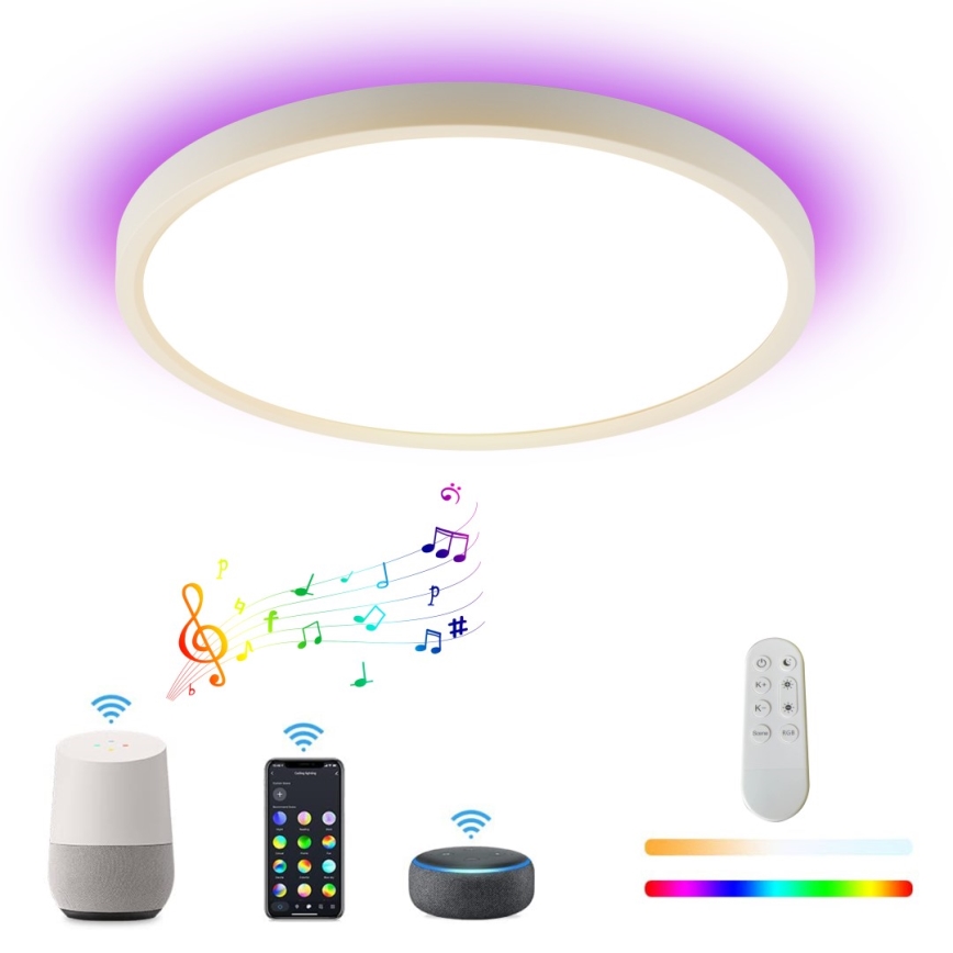 Immax NEO 07169-W60 - LED RGB+CCT Dimbare plafondlamp NEO LITE TUDO 65W/230V 2700-6500K Wi-Fi Tuya + afstandsbediening wit
