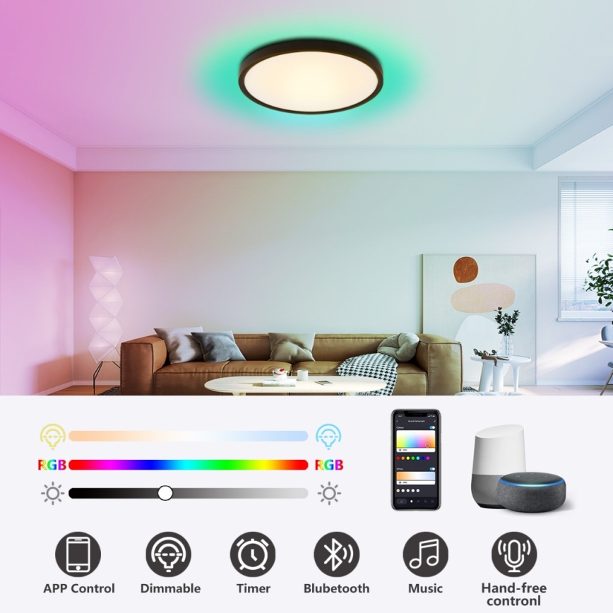 Immax NEO 07170-B60 - LED RGB+CCT Dimbare plafondlamp NEO LITE TUDO LED/65W/230V 2700-6500K Wi-Fi Tuya zwart + afstandsbediening