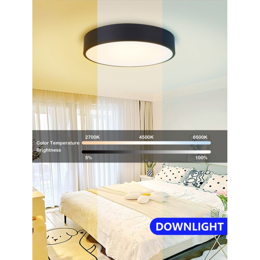 Immax NEO 07201L - Dimbare LED plafondlamp RONDATE LED/28W/230V zwart Tuya + afstandsbediening