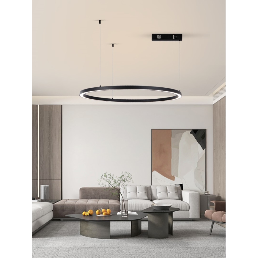 Immax NEO 07215L - Dimbare LED hanglamp aan een koord FINO LED/60W/230V 80 cm zwart Tuya + afstandsbediening